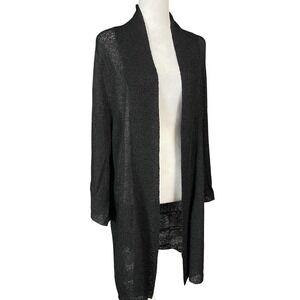Barbara Who? Cardigan‎ Womens FA Black Sheer Lightweight Open Front Knit Sweater